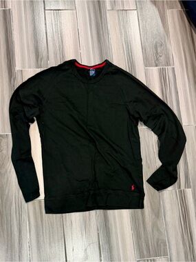 Vintage Polo by Ralph Lauren Black Crewneck Sleepwear Sweatshirt with Red Trim